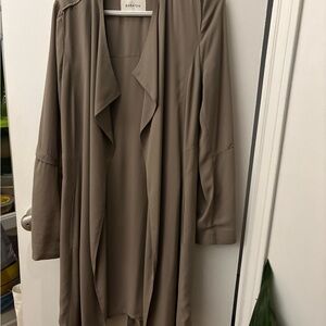 Babaton Taupe Long Drape Trench Coat